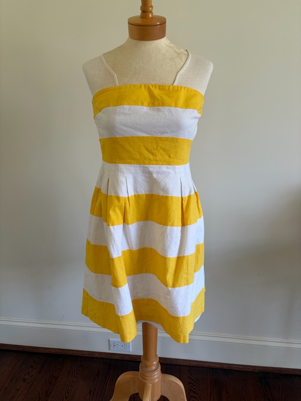 LOFT Yellow & White Strapless Stripe Dress